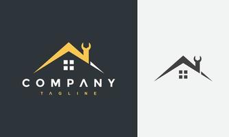 minimalistische huis moersleutel logo vector