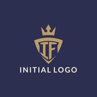 als logo met schild en kroon, monogram eerste logo stijl vector