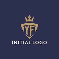 yf logo met schild en kroon, monogram eerste logo stijl vector