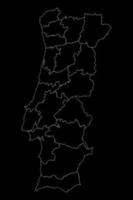 Portugal kaart met districten. vector illustratie.