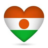 Niger vlag in hart vorm geven aan. vector illustratie.