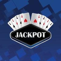 casino jackpot vectorillustratie van speelkaarten op blauwe achtergrond vector