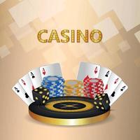 casino uitnodiging wenskaart met creatieve vectorillustratie roulette met casinofiches en speelkaart vector