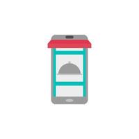 voedsel levering, app, eten, voedsel, telefoon, restaurant winkel kleur vector icoon illustratie