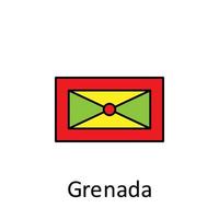 nationaal vlag van Grenada in gemakkelijk kleuren met naam vector icoon illustratie