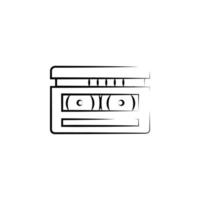 video cassette outine logo stijl vector icoon illustratie