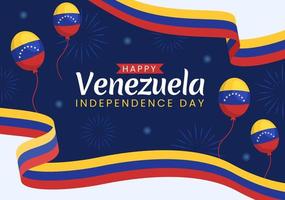 gelukkig Venezuela onafhankelijkheid dag vector illustratie Aan 5 juli met vlaggen, ballon en confetti in gedenkteken vakantie achtergrond hand- getrokken sjabloon