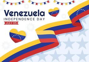 gelukkig Venezuela onafhankelijkheid dag vector illustratie Aan 5 juli met vlaggen, ballon en confetti in gedenkteken vakantie achtergrond hand- getrokken sjabloon