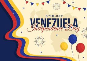 gelukkig Venezuela onafhankelijkheid dag vector illustratie Aan 5 juli met vlaggen, ballon en confetti in gedenkteken vakantie achtergrond hand- getrokken sjabloon