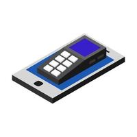 pos-terminal op isometrische smartphone vector