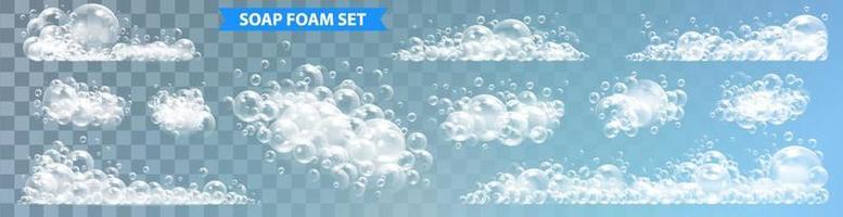 zeep schuim met bubbels geïsoleerd vector illustratie