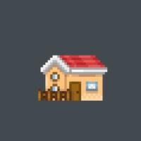 een huis gebouw in pixel kunsten tyle vector