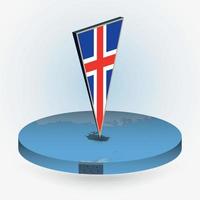 IJsland kaart in ronde isometrische stijl met driehoekig 3d vlag van IJsland vector