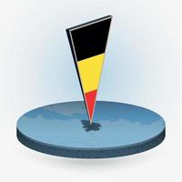 belgie kaart in ronde isometrische stijl met driehoekig 3d vlag van belgie vector