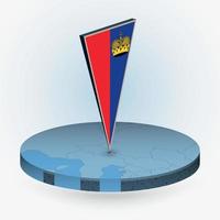 Liechtenstein kaart in ronde isometrische stijl met driehoekig 3d vlag van Liechtenstein vector