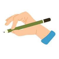 de hand- is Holding een potlood. vlak vector illustratie. modern stijl. icoon. hand.