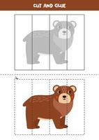 besnoeiing en lijm spel voor kinderen. schattig tekenfilm beer. vector