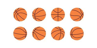 basketbal ballen hand- getrokken pictogrammen. sport- uitrusting vector symbool geïsoleerd Aan wit achtergrond.