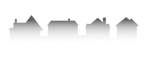 buurt huizen stippel panoramisch landschap. gebouwen tekening silhouet met stippel verloop. minimalistisch vector illustratie.