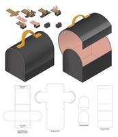 doos verpakking gestanst sjabloonontwerp. 3D-model vector