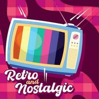 geïsoleerd gekleurde wijnoogst televisie retro en nostalgisch vector illustratie