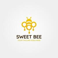 uniek bij met cirkels en honing druppels vector logo ontwerp