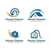 reeks huis schoonmaakster vector grafisch logo ontwerp