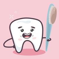 gelukkige tand met een tandenborstel. mondverzorging concept. vector