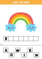 spellingsspel voor kinderen. schattige cartoon regenboog. vector