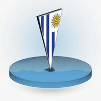 Uruguay kaart in ronde isometrische stijl met driehoekig 3d vlag van Uruguay vector