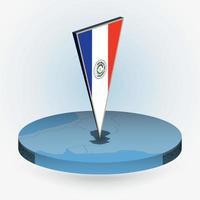 Paraguay kaart in ronde isometrische stijl met driehoekig 3d vlag van Paraguay vector