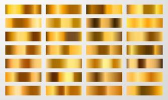 gouden kleurovergang chroom folie textuur achtergrond instellen. vector gouden, koperen messing en metalen sjabloon.