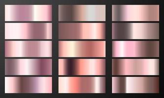 roze kleurverloop chroom kleur folie textuur achtergrond instellen. vector gouden, koperen messing en metalen sjabloon.