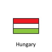 nationaal vlag van Hongarije in gemakkelijk kleuren met naam vector icoon illustratie