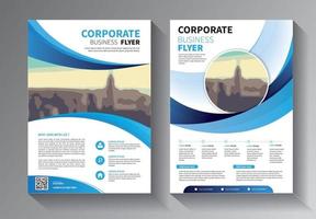 blauwe flyer zakelijke sjabloon set vector