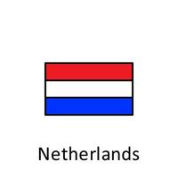 nationaal vlag van Nederland in gemakkelijk kleuren met naam vector icoon illustratie