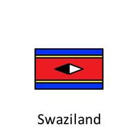 nationaal vlag van Swaziland in gemakkelijk kleuren met naam vector icoon illustratie