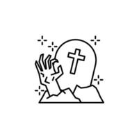 halloween angst verschrikking eng spookachtig zombie hand- kruis vector icoon illustratie