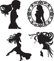 zwart en mooi vrouw vector silhouet kunst