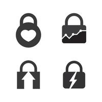 sleutel en slot icoon hangslot logo en symbool vector ontwerp