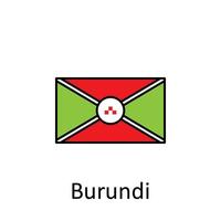 nationaal vlag van Burundi in gemakkelijk kleuren met naam vector icoon illustratie