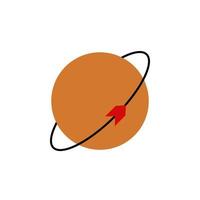 planeet met een metgezel gekleurde vector icoon illustratie