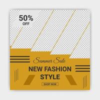 mega aanbod 50 procent uit, zomer korting aanbod voor Dames kleding mode, sociaal media post plein ontwerp ideeën vector