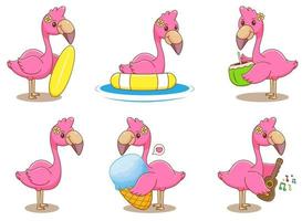 schattig flamingo spelen samen vector ontwerp illustratie
