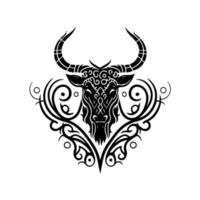 majestueus buffel hoofd met tribal ornament in zwart en wit. vector illustratie mooi zo voor dieren in het wild, inheems Amerikaans, en andere verwant ontwerpen.