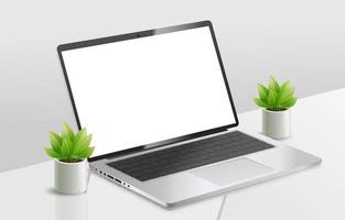 3d zilver laptop mockup sjabloon vector