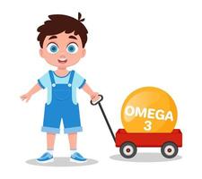 schattig jongen met omega 3 vitamine. vector illustratie