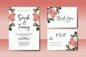 bruiloft uitnodiging kader set, bloemen waterverf digitaal hand- getrokken dahlia bloem ontwerp uitnodiging kaart sjabloon vector