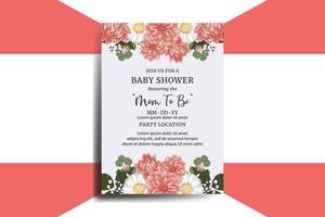 baby douche groet kaart dahlia bloem ontwerp sjabloon vector