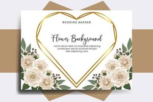 bruiloft banier bloem achtergrond, digitaal waterverf hand- getrokken camelia bloem ontwerp sjabloon vector